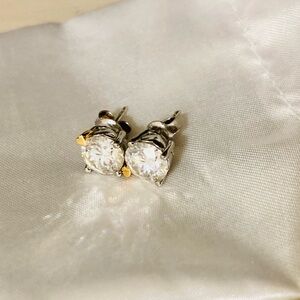Gorgeous 3 cttw Moissanite luxury statement stud silver earrings